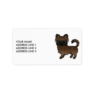 Brindle Long Coat Chihuahua Cute Cartoon Dog Label