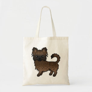 Brindle Long Coat Chihuahua Cute Cartoon Dog Tote Bag