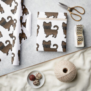 Brindle Long Coat Chihuahua Cute Dog Pattern Wrapping Paper