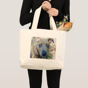 Brindle Pit Bull Puppy by Shirley Taylor Large Tote Bag