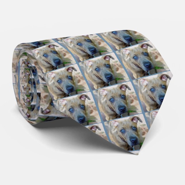 Brindle Pit Bull Puppy by Shirley Taylor Tie (Rolled)