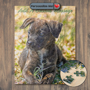 Brindle Puppy and Wild Onion Jigsaw Puzzle