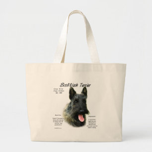 Brindle Scottish Terrier History Large Tote Bag