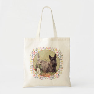Brindle Scottish Terrier with Roses Tote Bag