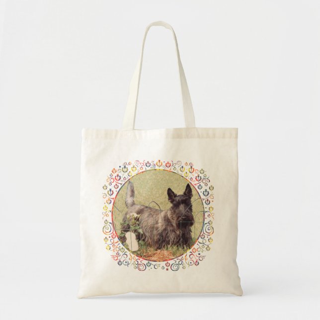 Brindle Scottish Terrier with Roses Tote Bag (Front)