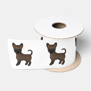 Brindle Smooth Coat Chihuahua Cute Cartoon Dog Satin Ribbon