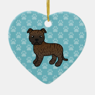 Brindle Staffordshire Bull Terrier Dog Drawing Ceramic Ornament