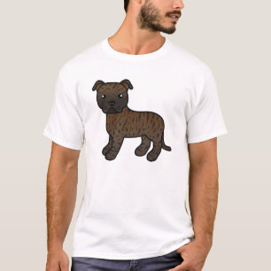 Brindle Staffordshire Bull Terrier Dog Drawing T-Shirt