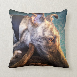 Brindled Lurcher Greyhound Cushion