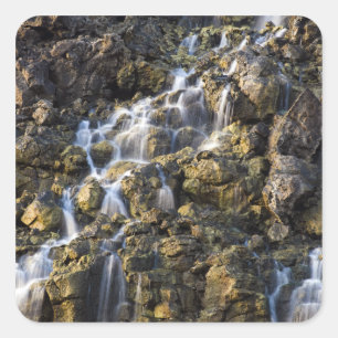 Brine falls from volcanic rock drop off 2 square sticker