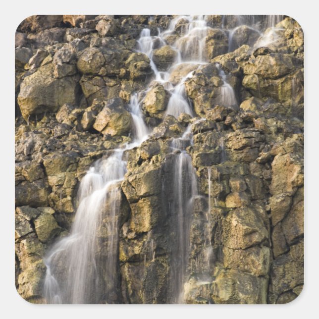 Brine falls from volcanic rock drop off square sticker (Front)