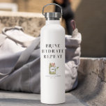 Brine Hydrate Repeat | Pickle-Themed Bachelorette Water Bottle<br><div class="desc">Stay hydrated in style with this Brine. Hydrate. Repeat. pickle-themed bachelorette water bottle! Featuring a chic minimalist layout with bold text and a watercolor pickle jar pickletini combo, it’s the perfect balance of cheeky and classy for your weekend celebration. Whether you're recovering from last night’s festivities or just keeping cool...</div>