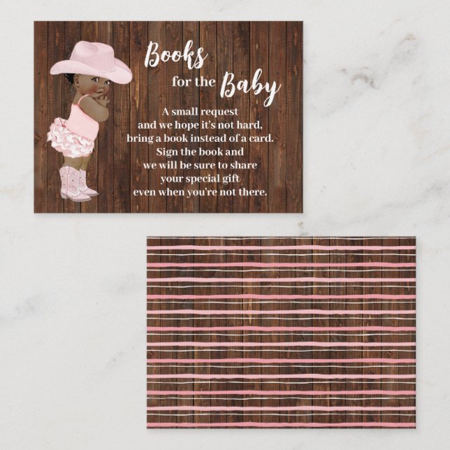 Bring a Book AA Cowgirl Baby Shower Insert Card (Front/Back)