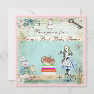 Bring a Book Alice & Cheshire Cat Baby Shower Invitation