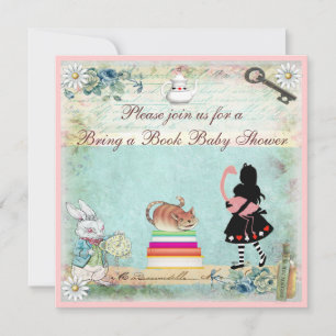 Bring a Book Alice & Flamingo Baby Shower Invitation