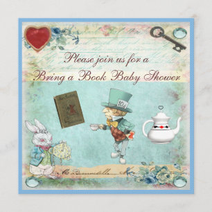 Bring a Book Alice in Wonderland Baby Shower Invitation
