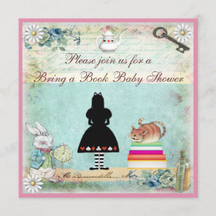Bring a Book Alice in Wonderland Baby Shower Invitation