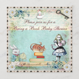 Bring a Book Alice in Wonderland Baby Shower Invitation