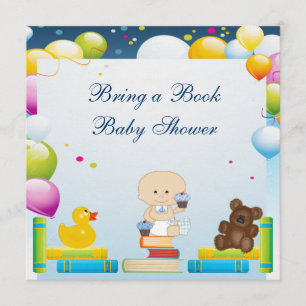 Bring a Book Baby Boy & Cupcakes Baby Shower Invitation