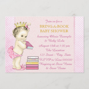 Bring a Book Baby Girl Shower Invitation