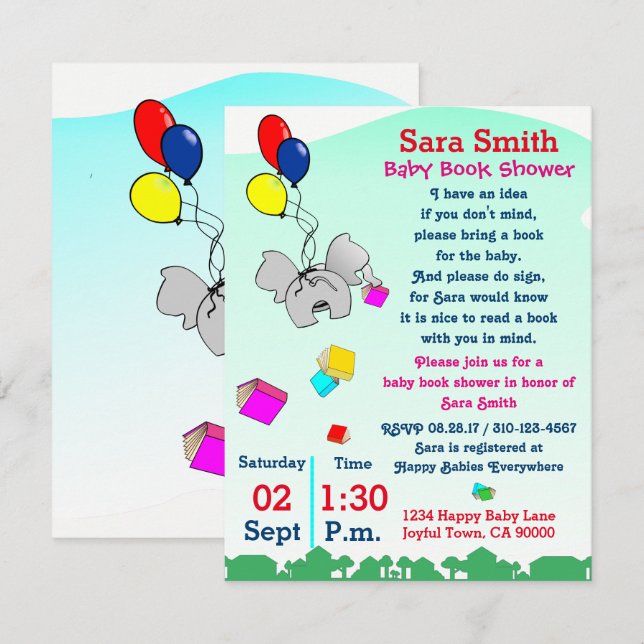 Bring A Book Baby Shower Invitation (Front/Back)