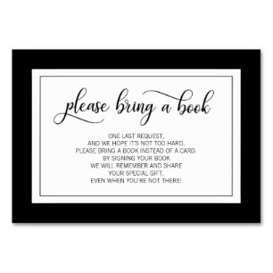 Bring a Book - Black & White Baby Shower Cards