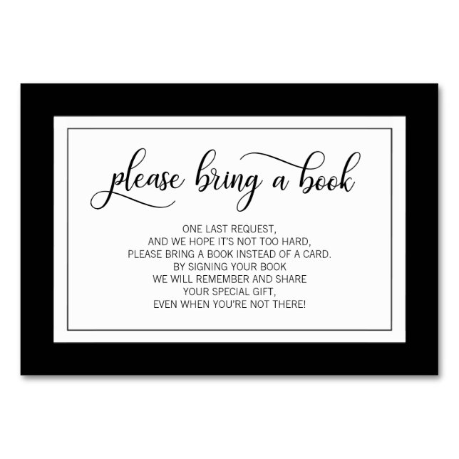 Bring a Book - Black & White Baby Shower Cards (Front)