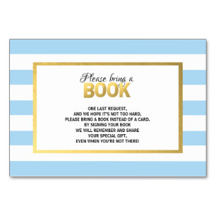 Bring a Book - Blue White Baby Shower Cards