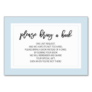 Bring a Book - Blue White BOY Baby Shower Cards