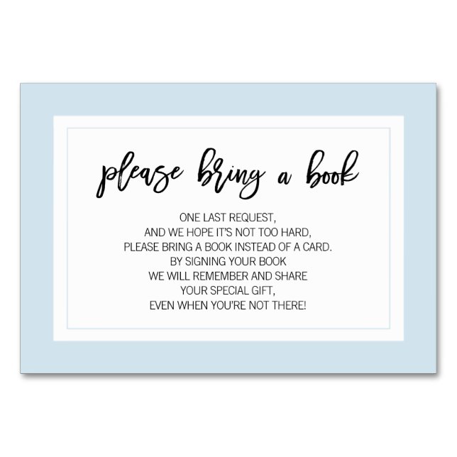 Bring a Book - Blue White BOY Baby Shower Cards (Front)