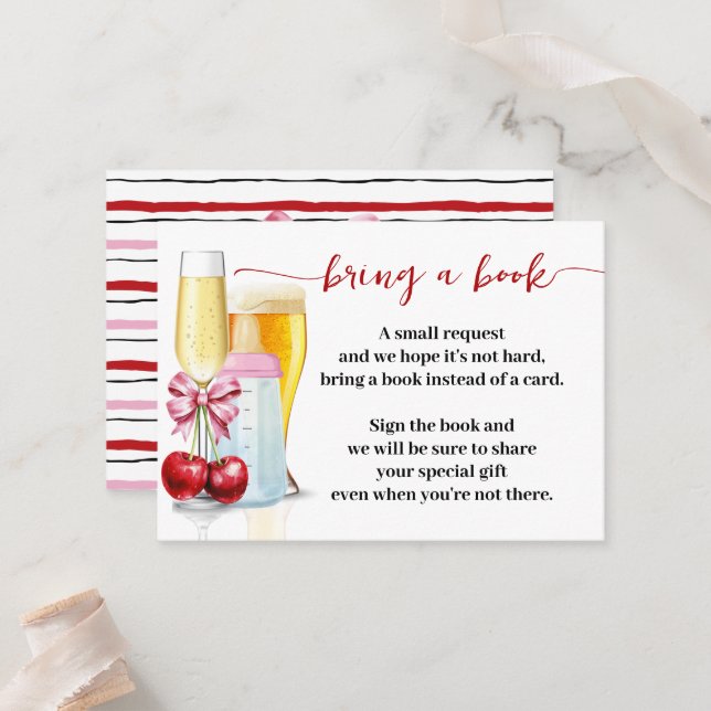 Bring a Book Bubbles Cherry Baby Shower Insert (Front/Back In Situ)