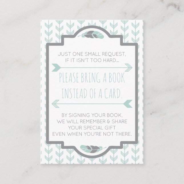 Bring A Book Card, Aztec, Arrows, Baby Shower Enclosure Card (Front)