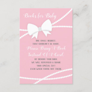 Bring A Book Card, Baby Shower, Pink, Grey Enclosure Card