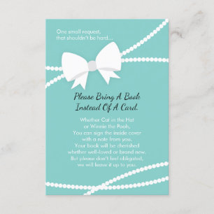 Bring A Book Card, Baby Shower, Robin's Egg Blue Enclosure Card
