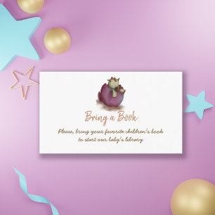 Bring a book card for baby girl. Cute baby dragon