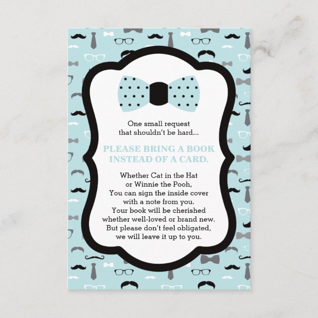 Bring A Book Card, Little Man, Baby Shower Enclosure Card (Front)
