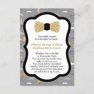 Bring A Book Card, Little Man, Faux Glitter Enclosure Card