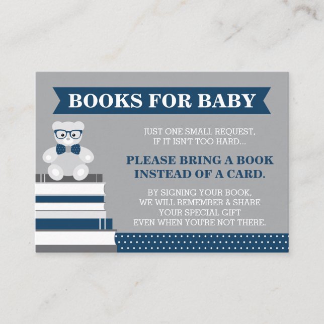 Bring A Book Card, Little Man, Teddy Bear Enclosure Card (Front)