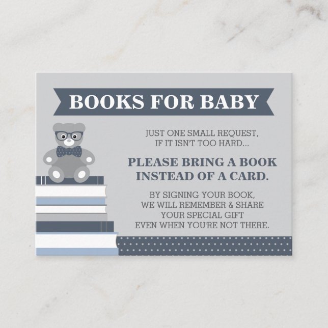 Bring A Book Card, Little Man, Teddy Bear Enclosure Card (Front)