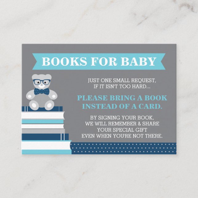 Bring A Book Card, Little Man, Teddy Bear Enclosure Card (Front)