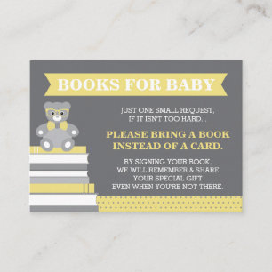 Bring A Book Card, Little Man, Teddy Bear Enclosure Card
