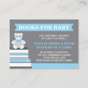 Bring A Book Card, Little Man, Teddy Bear Enclosure Card