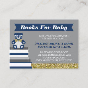 Bring A Book Card, Little Man, Teddy Bear Enclosure Card