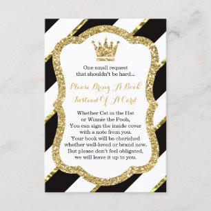 Bring A Book Card, Little Prince, Faux Glitter Enclosure Card