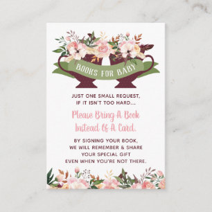 Bring A Book Card, Tea Party Baby Shower Enclosure Card