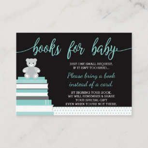 Bring A Book Card, Teddy Bear, Books, Baby Shower Enclosure Card