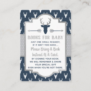 Bring A Book Card, Woodland Deer, Baby Shower Enclosure Card