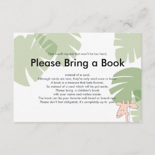 Bring a Book Cute Safari Giraffe Insert Card