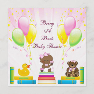 Bring a Book Ethnic Girl & Cupcakes Baby Shower Invitation