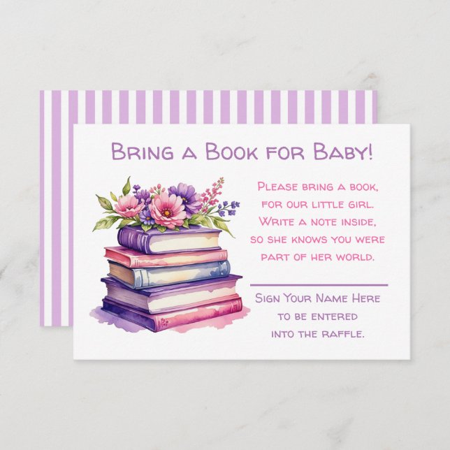 Bring a Book for Baby | Baby Shower  Enclosure Card (Front/Back)